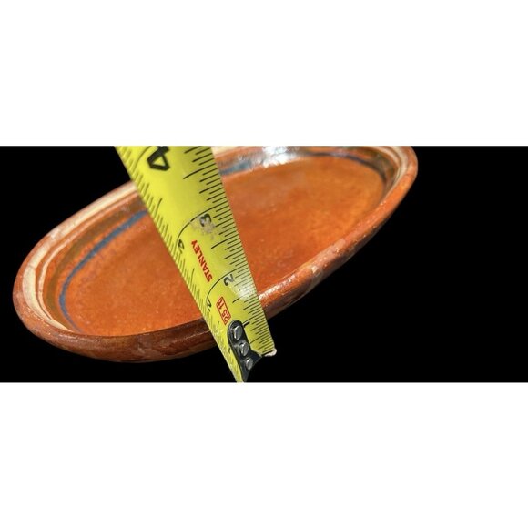 Vintage Tlaquepaque Pottery Oval Platter Bowl Plate 1940s Mexico Art 10" x 6.5" - Picture 7 of 9
